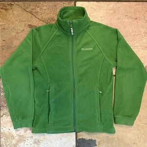 Size 14/16 Columbia Green Fleece Zip Outdoor Jacket Coat Youth Boy Girl Kids
